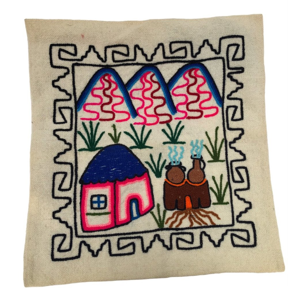 South American Embroidered Bucolic Countryside print pillow cover 16" sq…